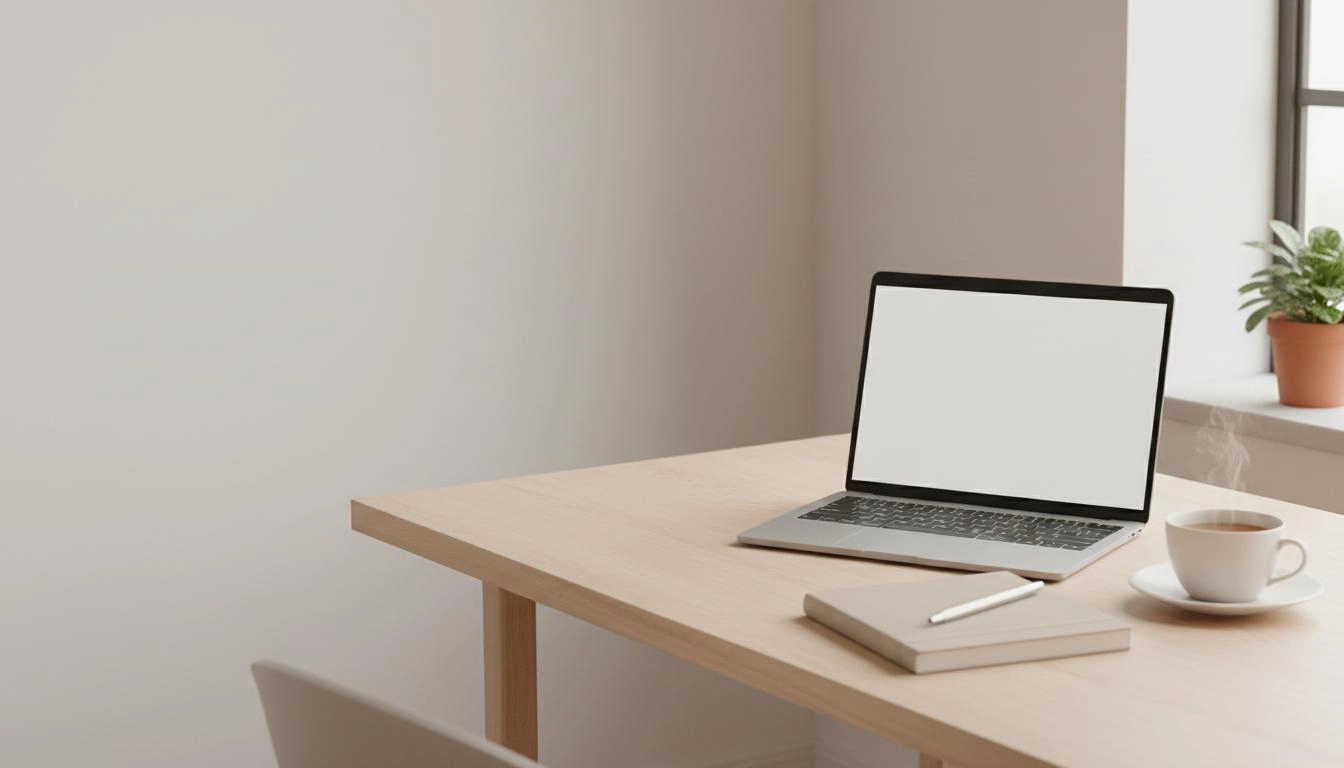 Svetel, miren delovni prostor z zvezkom in prenosnikom – vodnik o odvisnosti od iger na srečo v Sloveniji (brez sprožilnih podob)