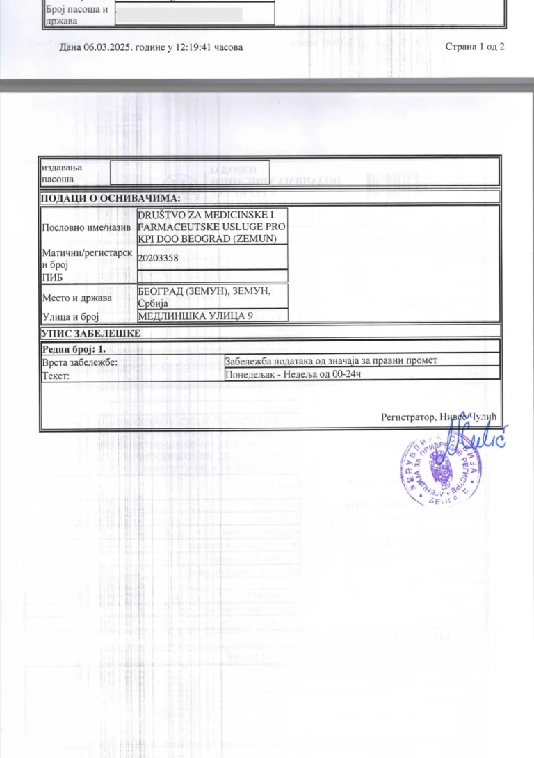 Vpis v uradni register zdravstvenih ustanov (2025) 2